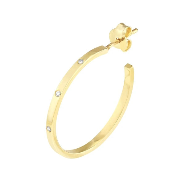 Diamond Square Tube Hoop Earrings
