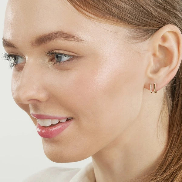 Diamond Double J Hoop Earring