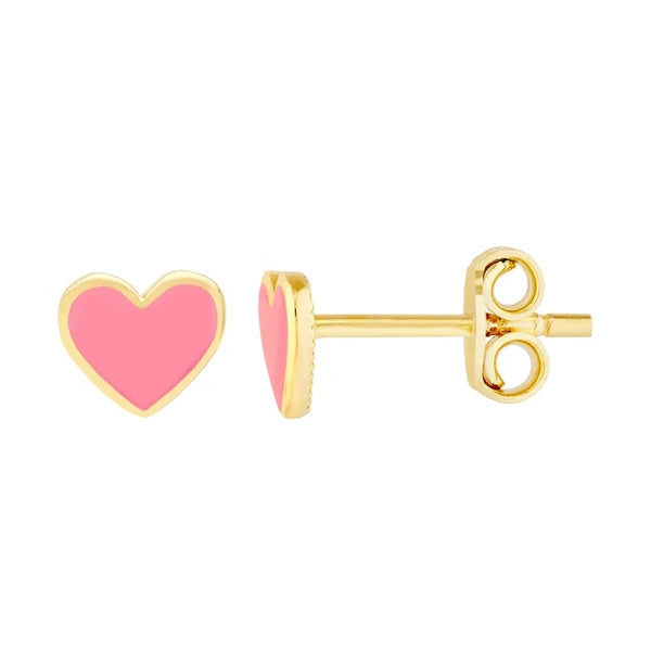 Pink EN/Amel Heart Baby Stud Earrings