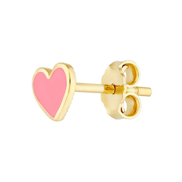 Pink EN/Amel Heart Baby Stud Earrings