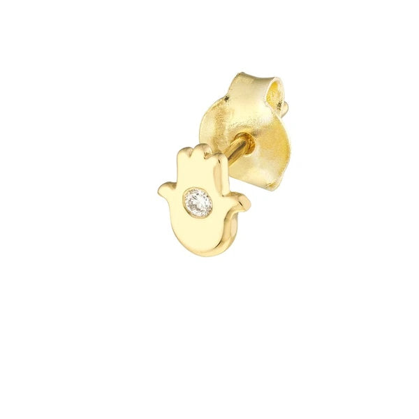 Diamond Hamsa Micro Stud Earrings