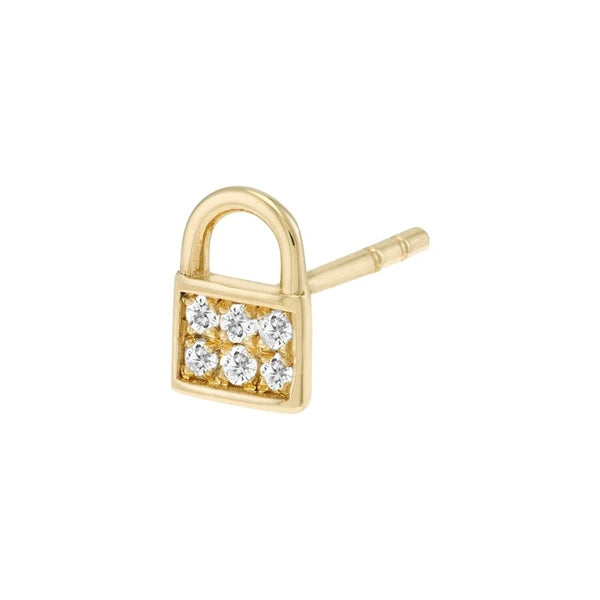 Diamond Baby Padlock Stud Earrings