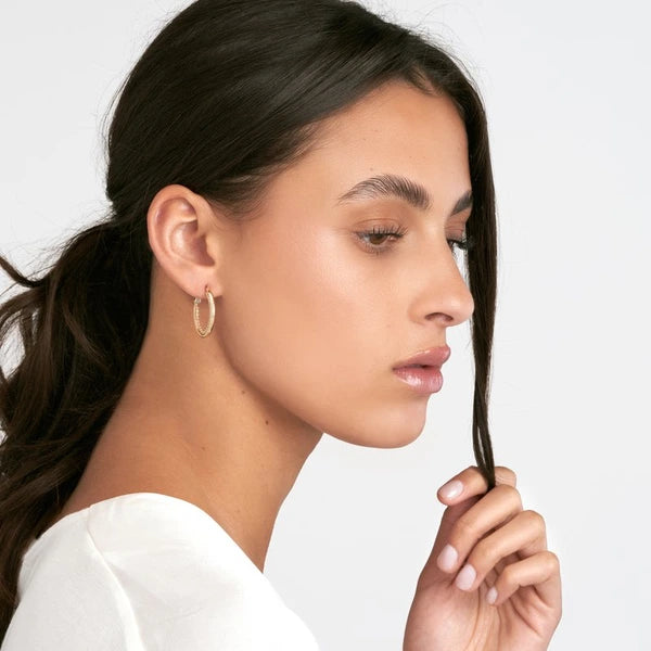High Polish and Popcorn Double Hoop Omega Earrings