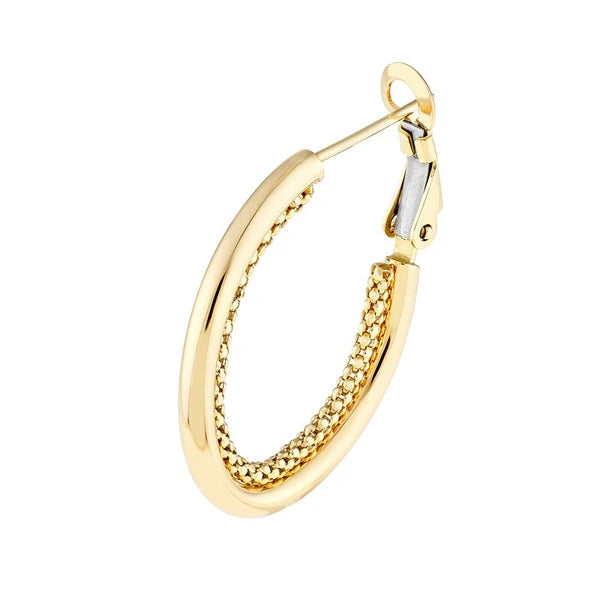 High Polish and Popcorn Double Hoop Omega Earrings