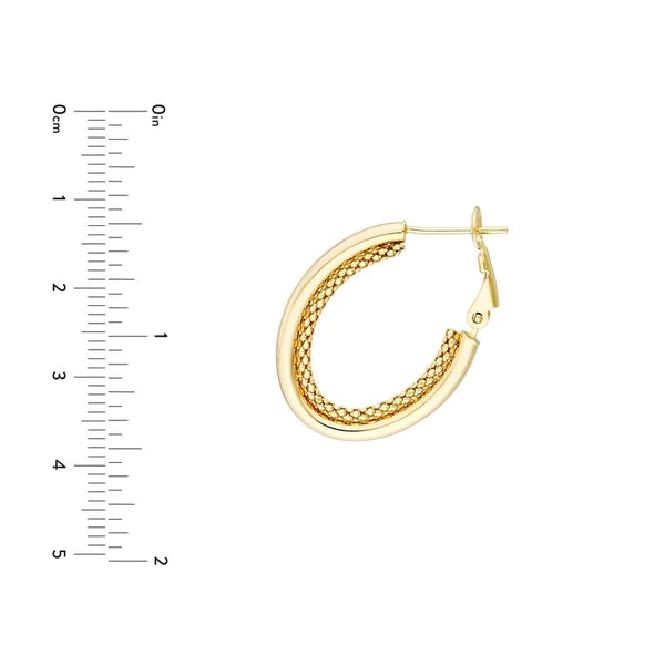 High Polish and Popcorn Double Hoop Omega Earrings