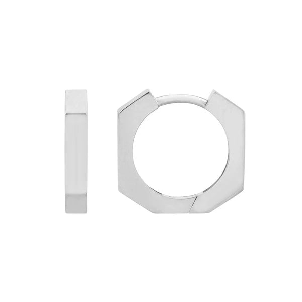 Heptagon Polished Huggie Earrrings