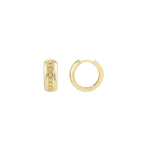 13x5.5mm 1/2 Channel Beaded Huggie Earrings