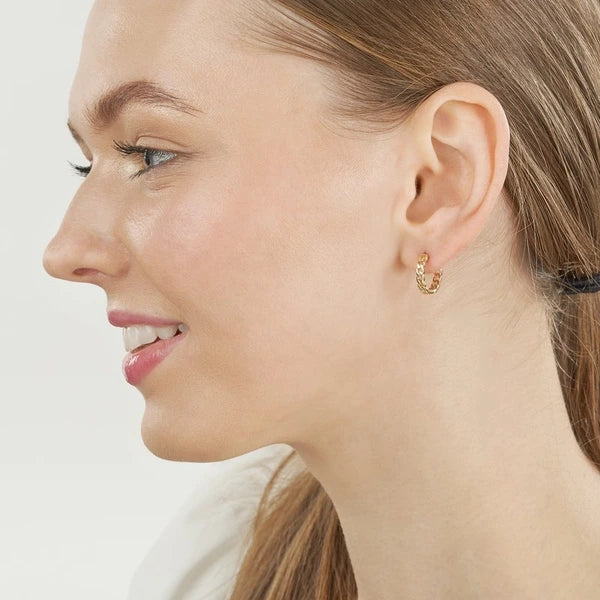 Curb Pattern Hoop Earrings
