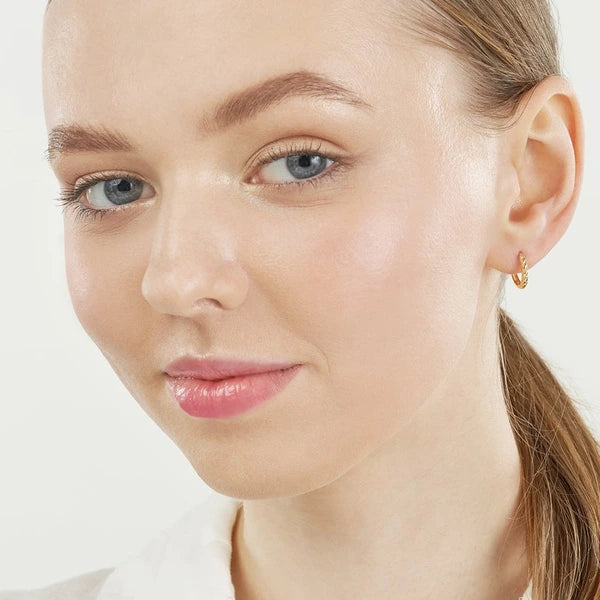 Small Ribbed Polished Hoops