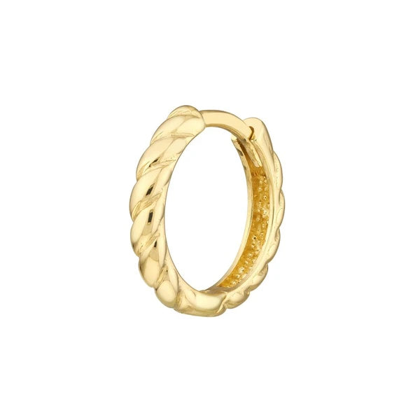 Small Ribbed Polished Hoops