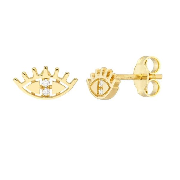 3pt Diamond Evil Eye Stud Earrings