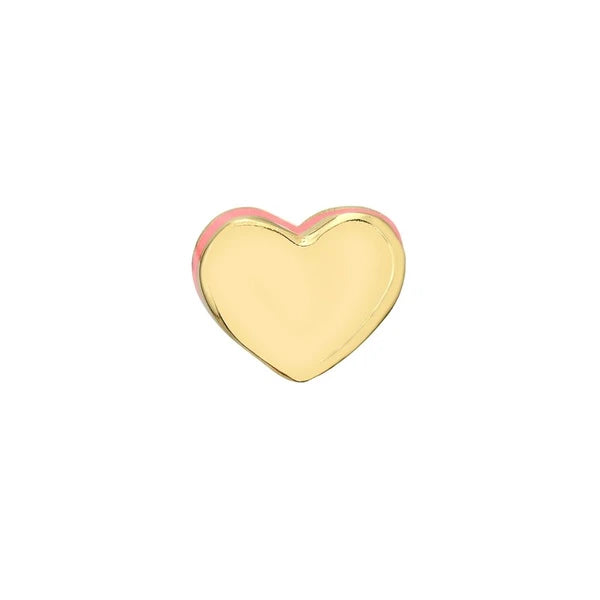 Domed Heart Stud with Pink EN/Amel