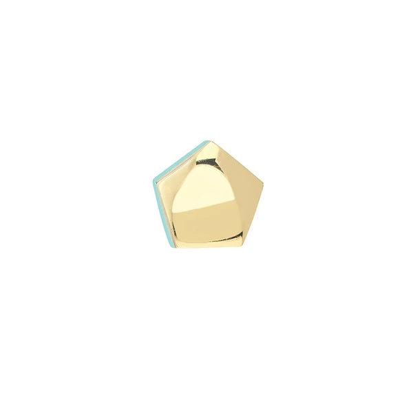 Domed Pentagon Stud w/Lt. Turq EN/Amel