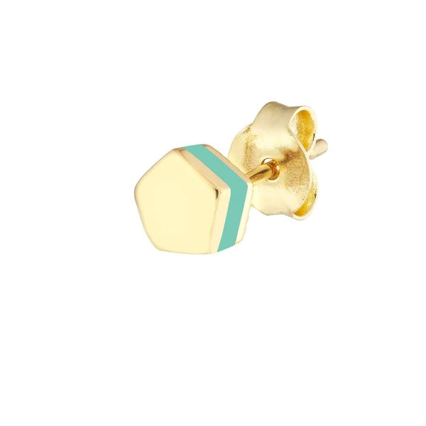 Domed Pentagon Stud w/Lt. Turq EN/Amel