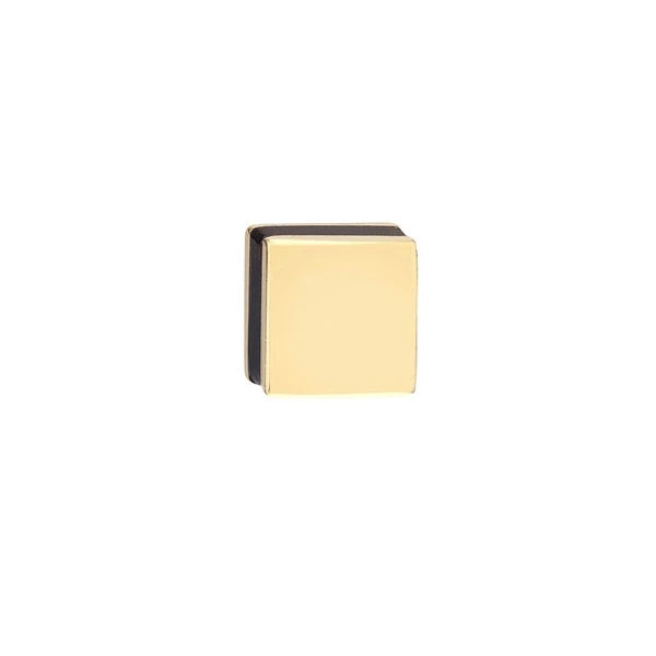 Domed Square Stud w/Black EN/Amel