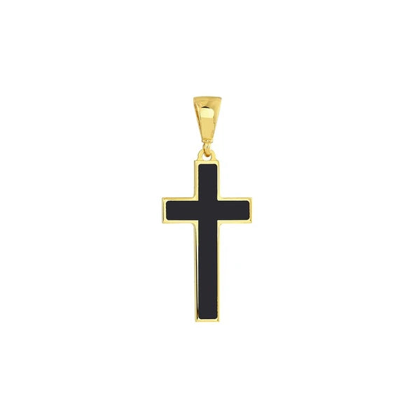 Small Black EN/Amel Cross Pendant