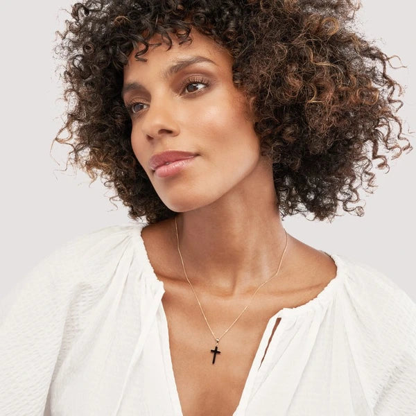 Small Black EN/Amel Cross Pendant
