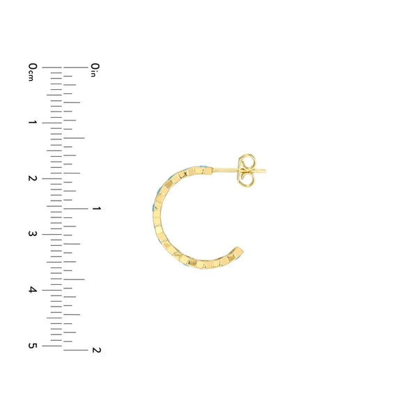 Round Turquoise Honey Comb J-Hoops