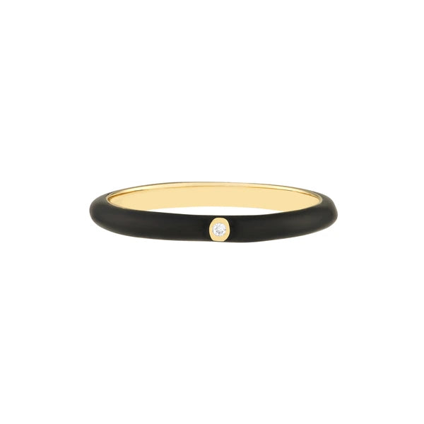Diamond Bezel on Black EN/Amel Band Ring