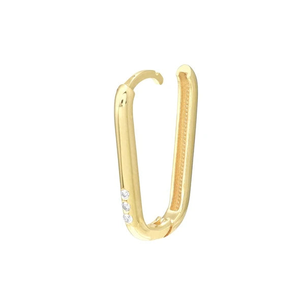 Diamond Paper Clip Hoop Earrings