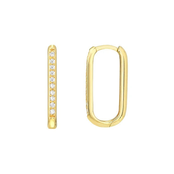 Diamond Channel 17mm Hoop Earrings