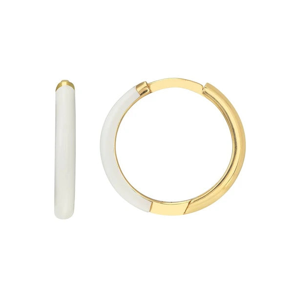 White EN/Amel 1/2 Polished Hoops