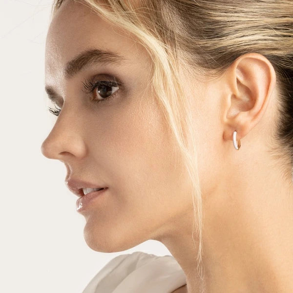 White EN/Amel 1/2 Polished Hoops