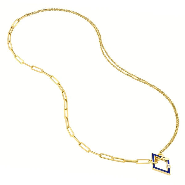 Diamond Bezel N/Avy EN/Amel Rhombus Push Lock