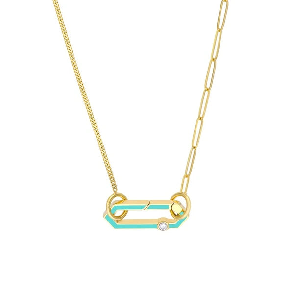 Diamond Bezel Turq EN/Amel Hexagon Push Lock