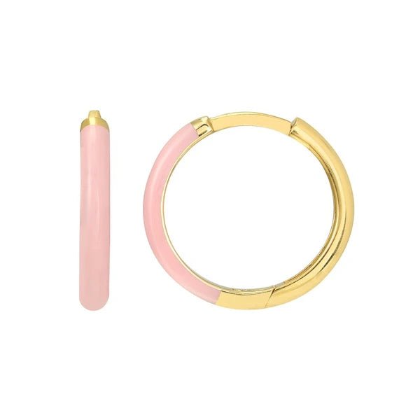 Pink EN/Amel 1/2 Polished Hoops