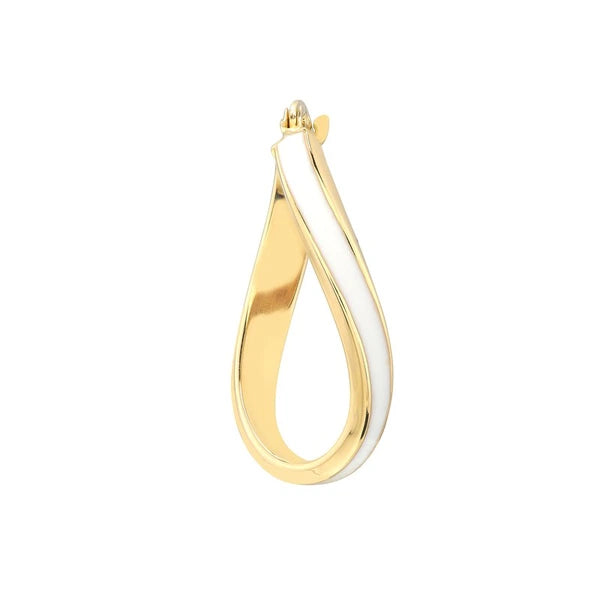 White EN/Amel Oval Twist Hoops