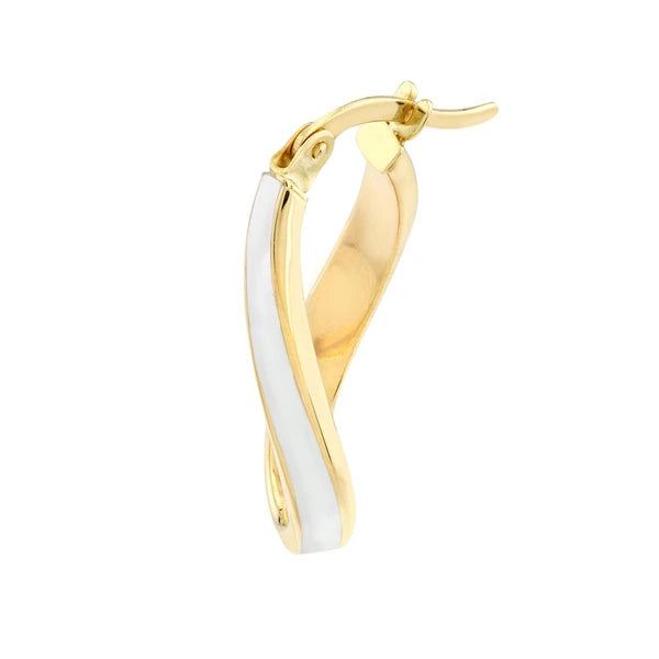 White EN/Amel Oval Twist Hoops