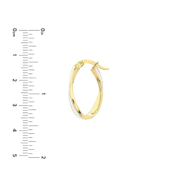 White EN/Amel Oval Twist Hoops