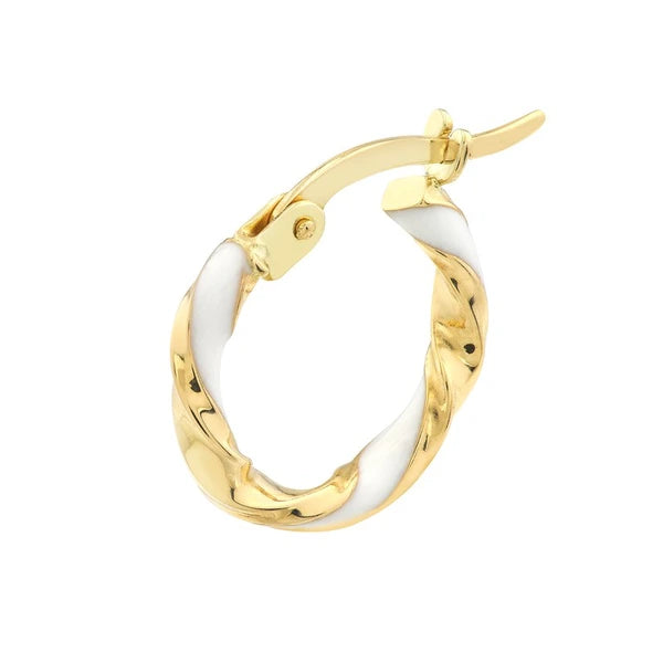 Medium White EN/Amel Round Twist Hoops
