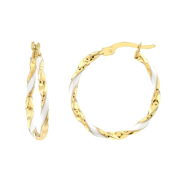 Large White EN/Amel Round Twist Hoops