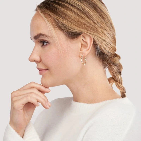 Large White EN/Amel Round Twist Hoops