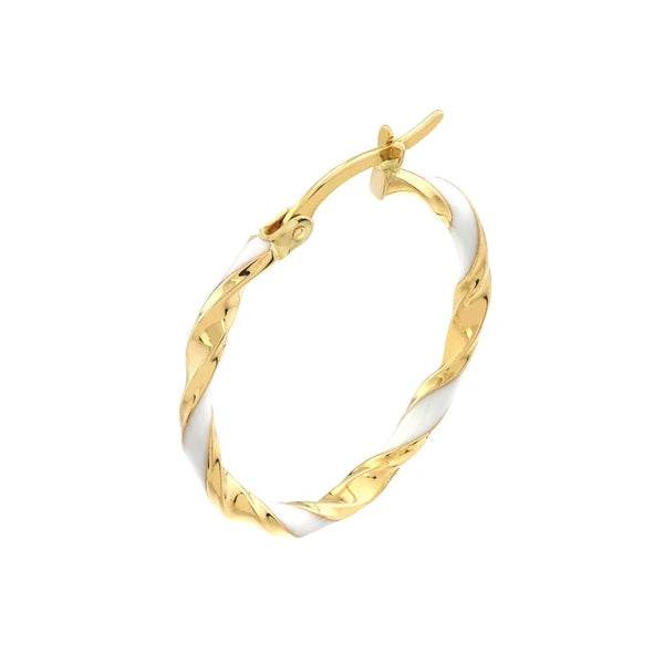 Large White EN/Amel Round Twist Hoops