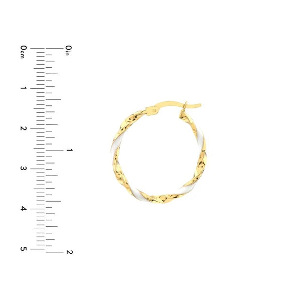 Large White EN/Amel Round Twist Hoops