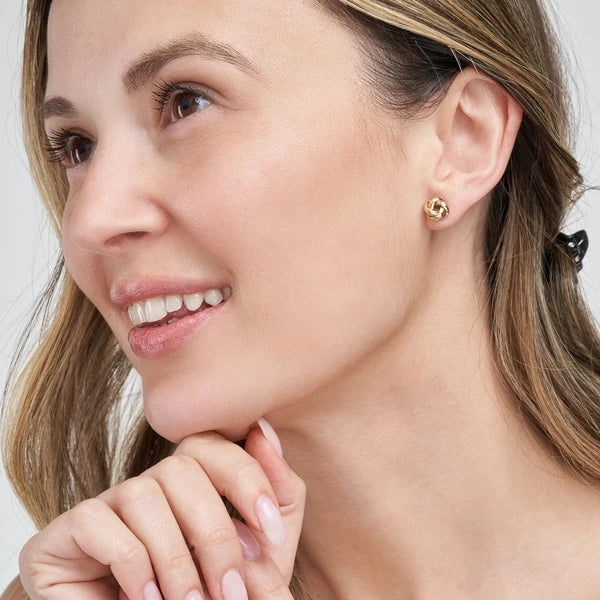 9mm Puffed Love Knot Stud Earrings