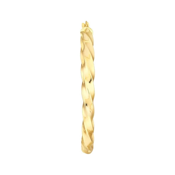 35x3mm Tight Twist Round Hoop Earrings