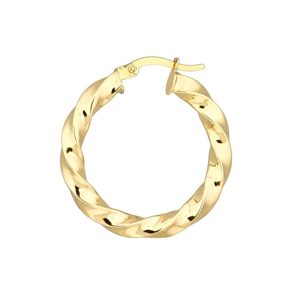 20x3mm Tight Twist Round Hoop Earrings