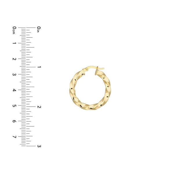 20x3mm Tight Twist Round Hoop Earrings