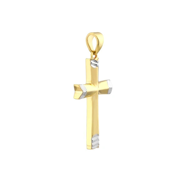 Arrow Design Two Tone Cross Pendant