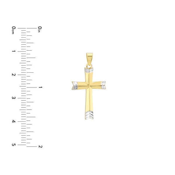 Arrow Design Two Tone Cross Pendant