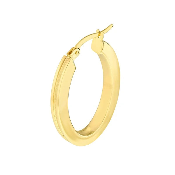Grooved Design Oval Hoop Earrings