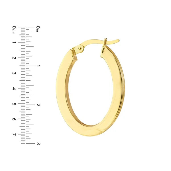 Grooved Design Oval Hoop Earrings
