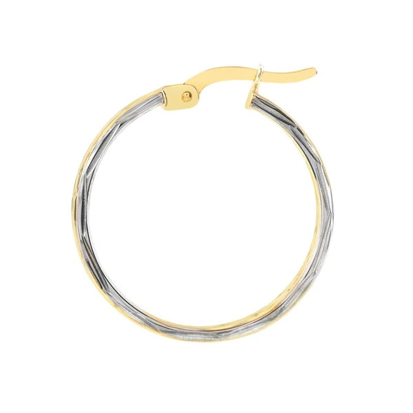 Two Tone D/C Double Side Hoop Earrings