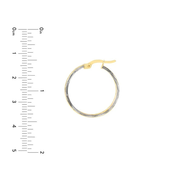 Two Tone D/C Double Side Hoop Earrings