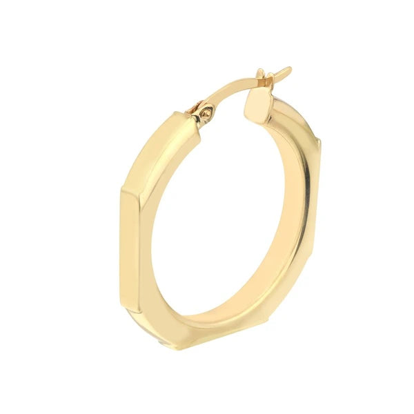 Octagon Frame Round Hoop Earrings
