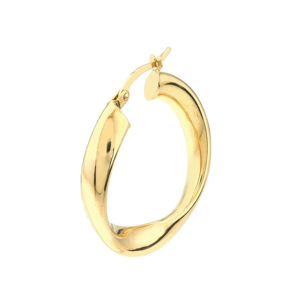 20mm Round Waved Polished Hoops